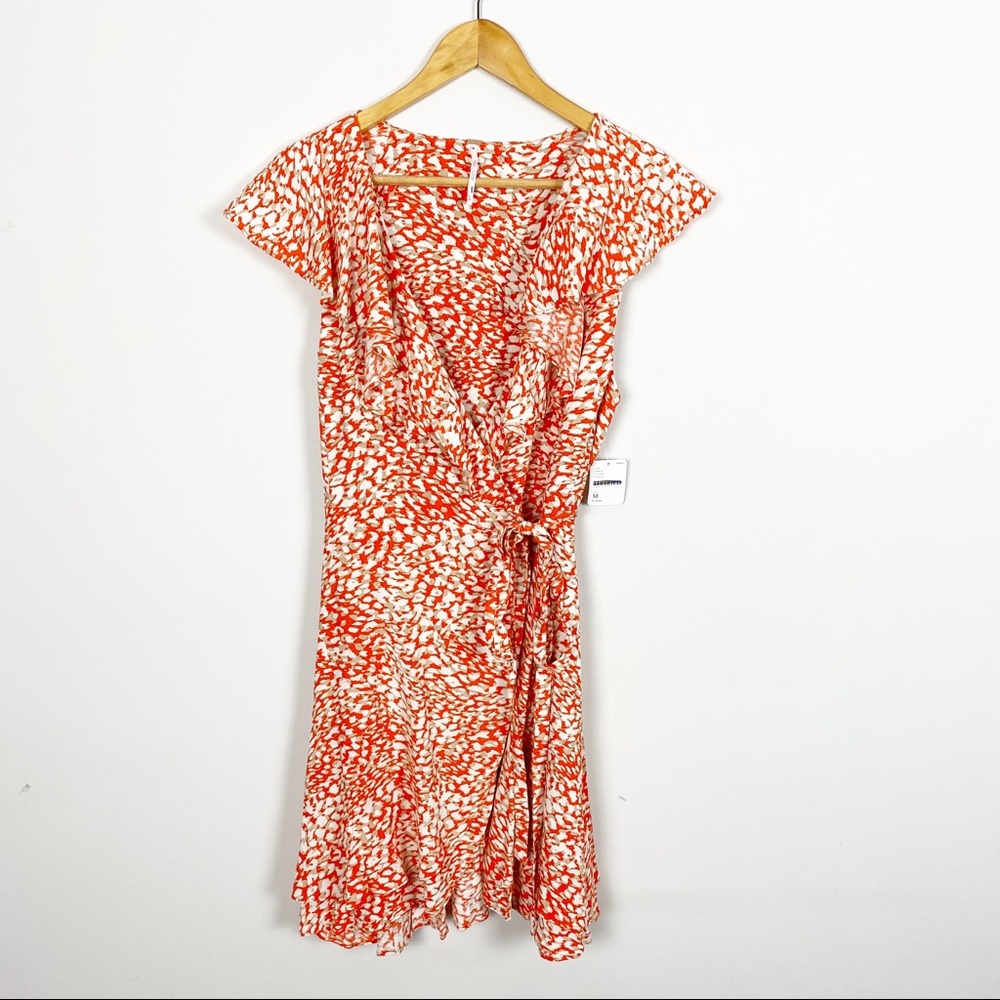 Free People French Quarter Mini Wrap Dress Orange - Picture 7 of 13